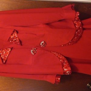 Red, two piece suit by ML studio